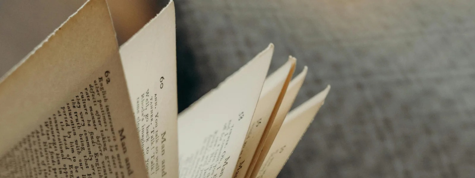 Open book pages, mood image for the Chapters block