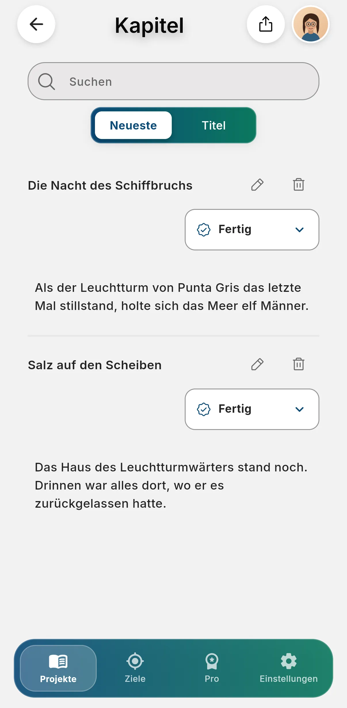 Kapitelansicht von Other Twist auf dem Handy